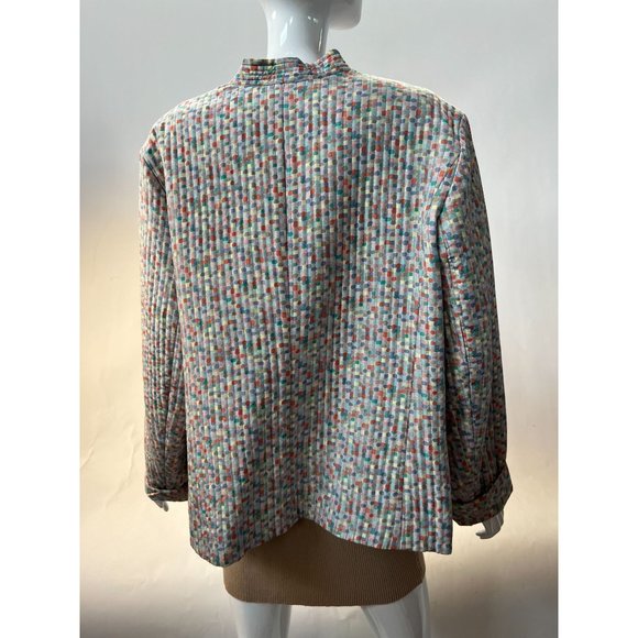 Kate Hill Plus Size Quilted Jacket Size 2X Multi Color Confetti Pattern Silk - Picture 4 of 16